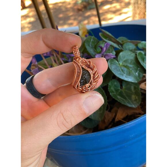 Genuine Moldavite Copper Pendant - Picture 1 of 10